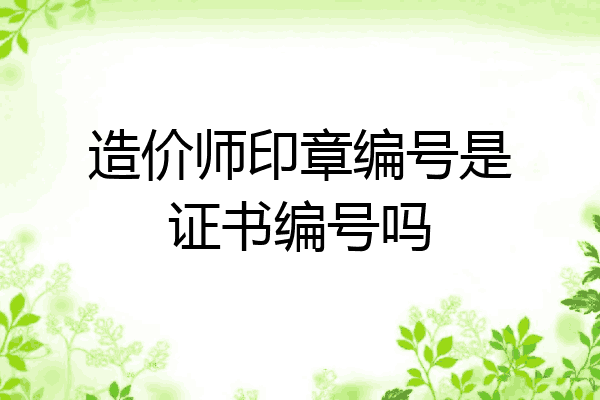 造价师印章编号是证书编号吗