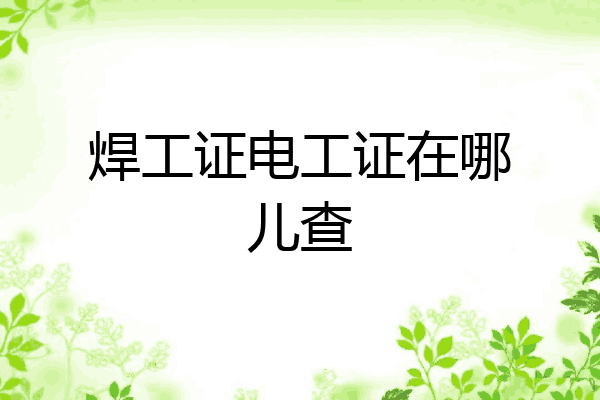 焊工证电工证在哪儿查