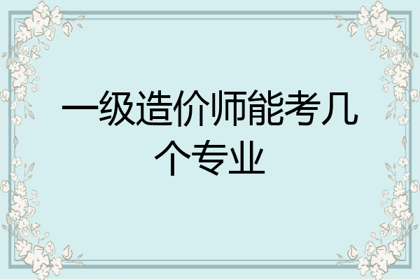 一级造价师能考几个专业