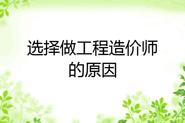 选择做工程造价师的原因