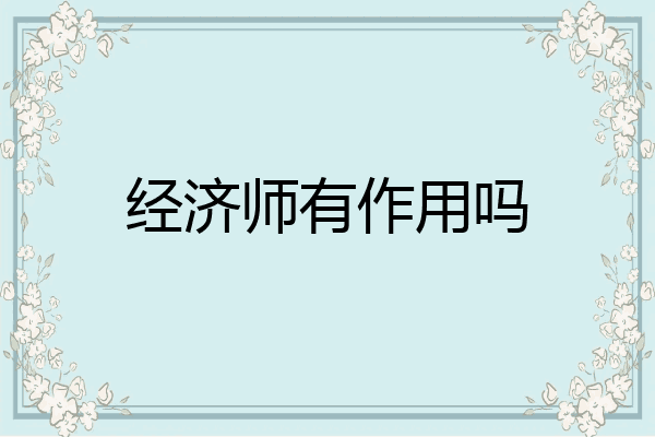 经济师有作用吗