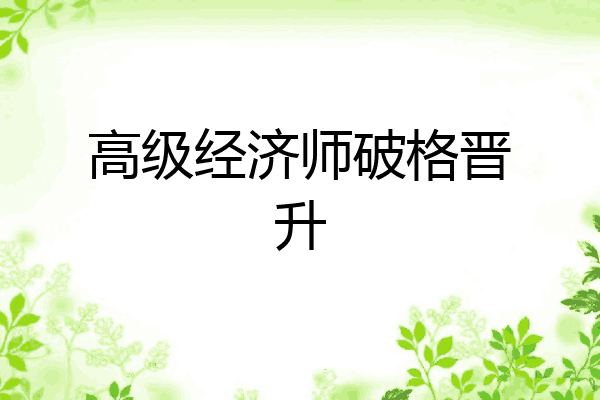高级经济师破格晋升