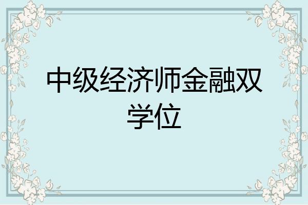 中级经济师金融双学位
