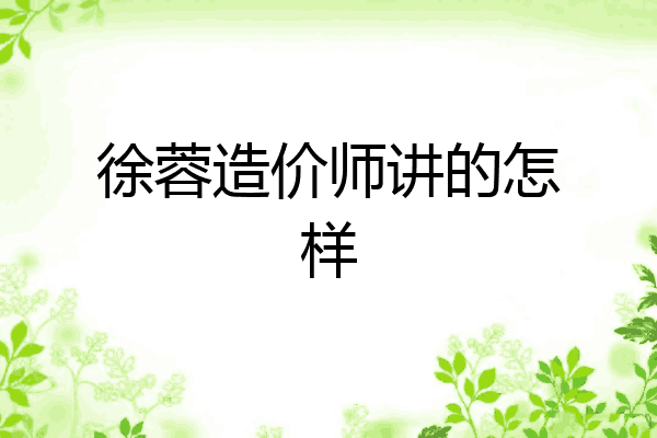 徐蓉造价师讲的怎样