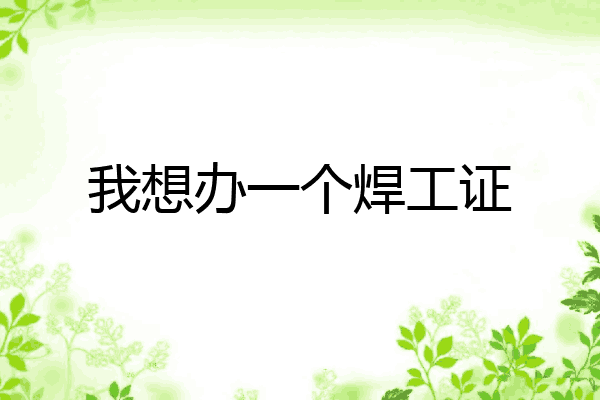 我想办一个焊工证