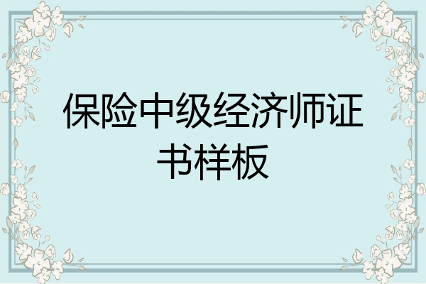 保险中级经济师证书样板
