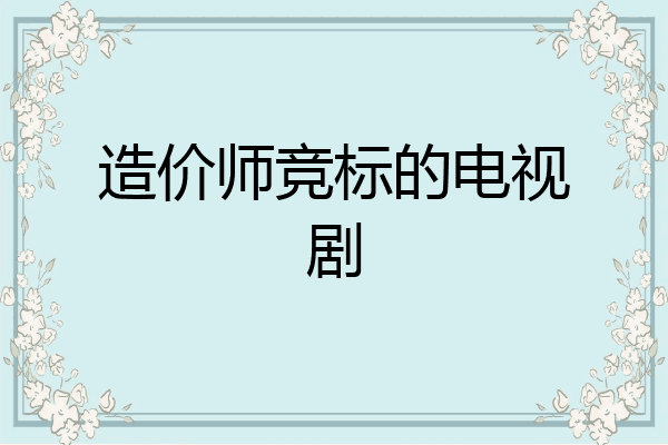 造价师竞标的电视剧