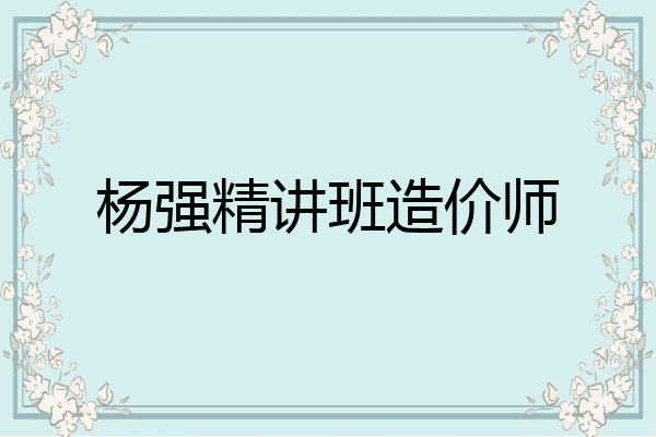 杨强精讲班造价师