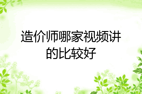 造价师哪家视频讲的比较好