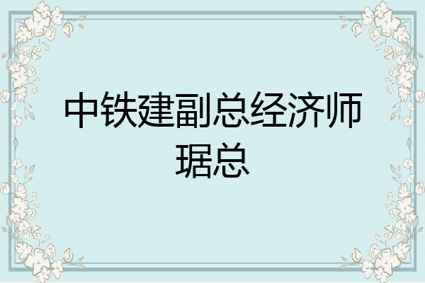 中铁建副总经济师琚总