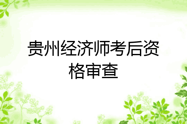 贵州经济师考后资格审查