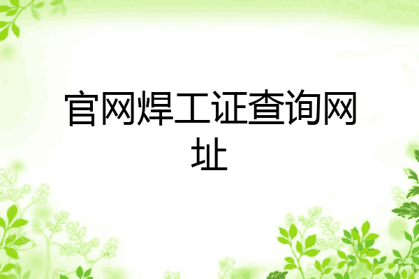 官网焊工证查询网址
