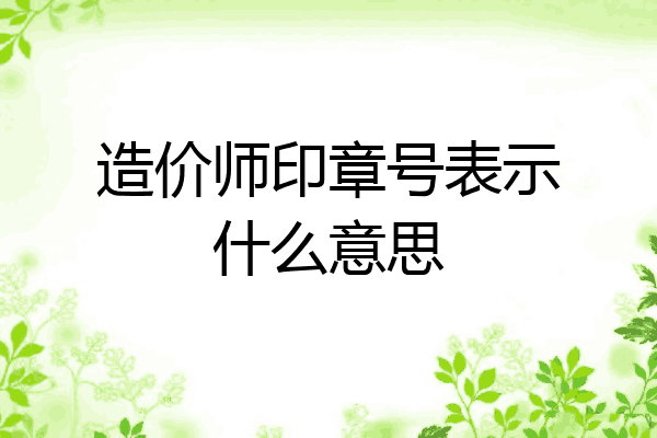 造价师印章号表示什么意思