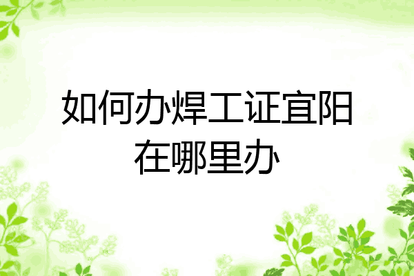 如何办焊工证宜阳在哪里办