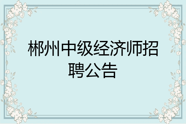 郴州中级经济师招聘公告