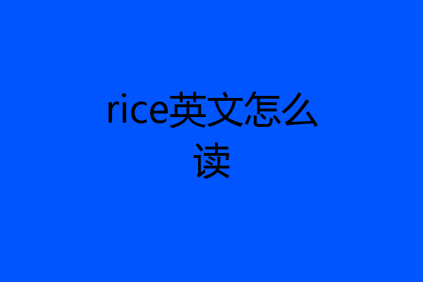 rice英文怎么读