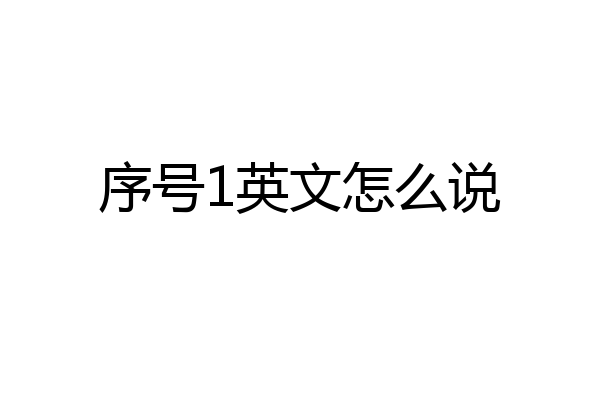 序号1英文怎么说