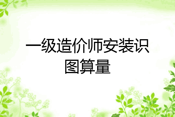 一级造价师安装识图算量