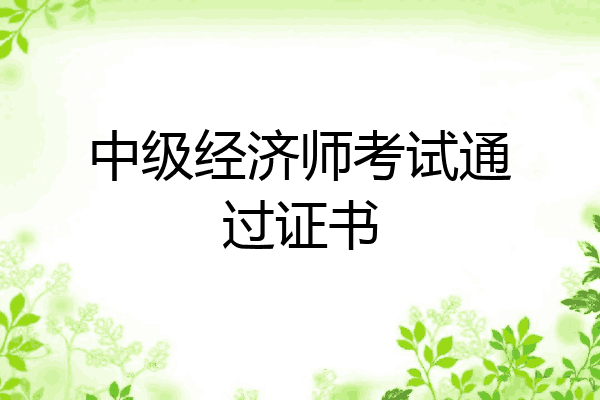 中级经济师考试通过证书