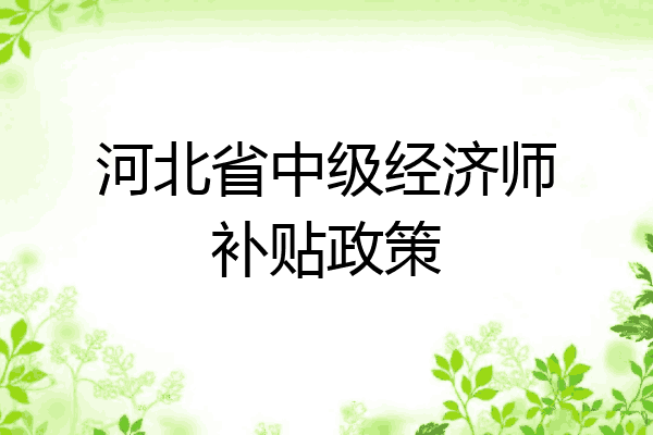 河北省中级经济师补贴政策