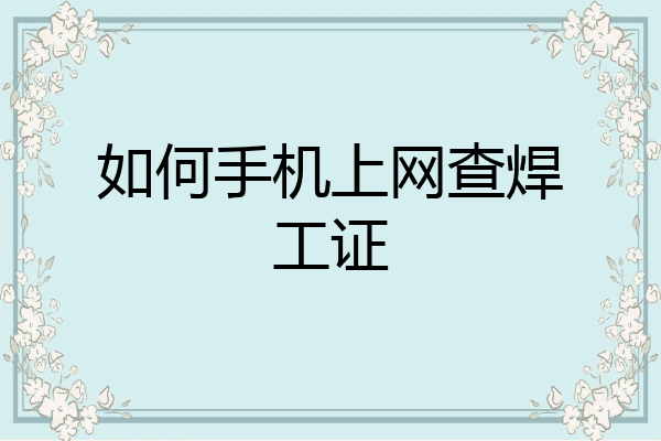 如何手机上网查焊工证