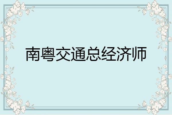 南粤交通总经济师