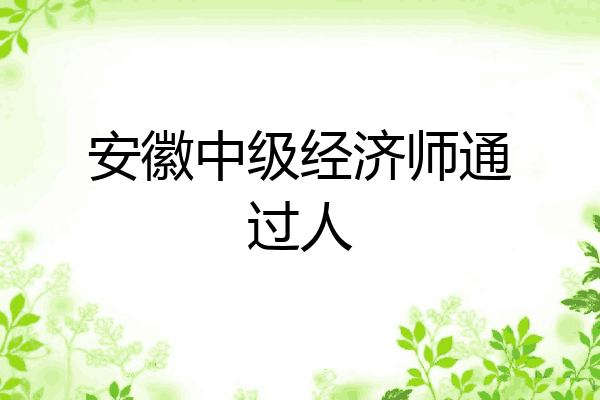 安徽中级经济师通过人
