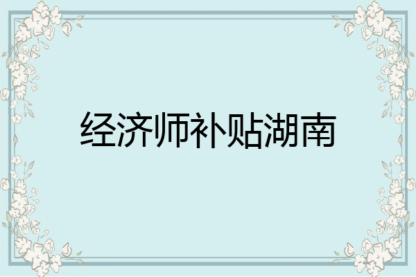经济师补贴湖南