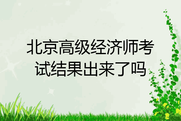 北京高级经济师考试结果出来了吗