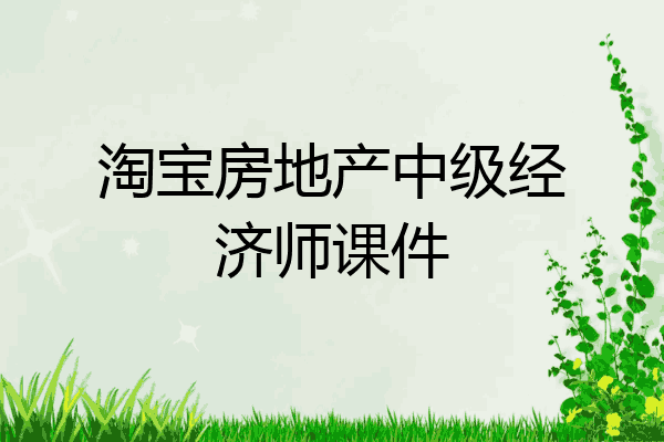 淘宝房地产中级经济师课件