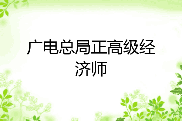 广电总局正高级经济师