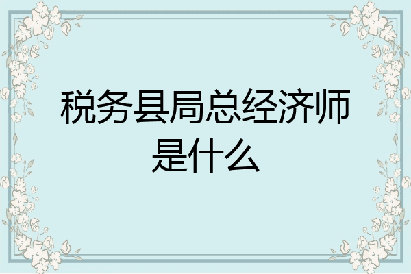 税务县局总经济师是什么