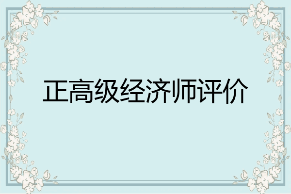 正高级经济师评价