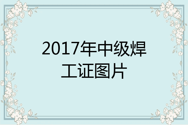 2017年中级焊工证图片
