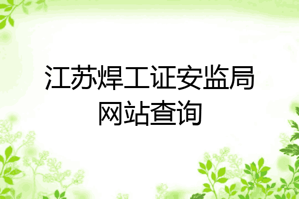 江苏焊工证安监局网站查询