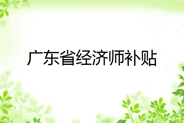 广东省经济师补贴