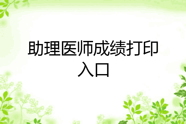 助理医师成绩打印入口