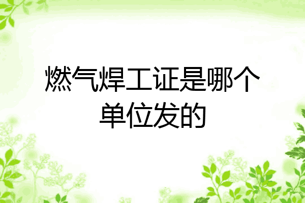 燃气焊工证是哪个单位发的