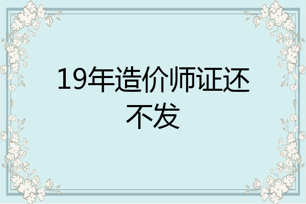 19年造价师证还不发