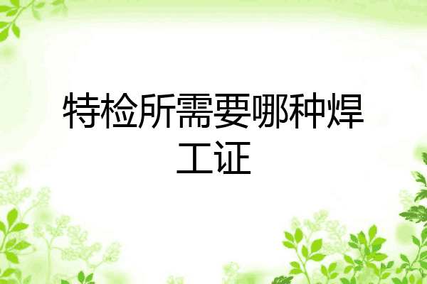 特检所需要哪种焊工证