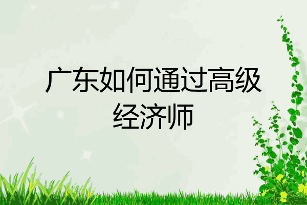 广东如何通过高级经济师