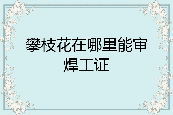 攀枝花在哪里能审焊工证
