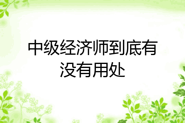 中级经济师到底有没有用处