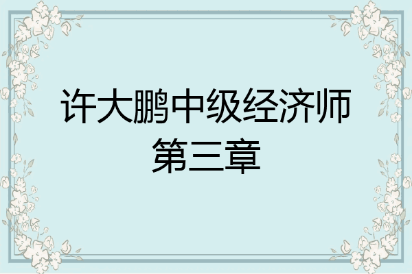 许大鹏中级经济师第三章