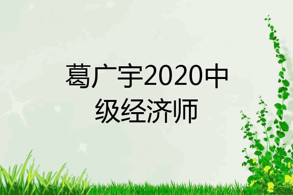 葛广宇2020中级经济师