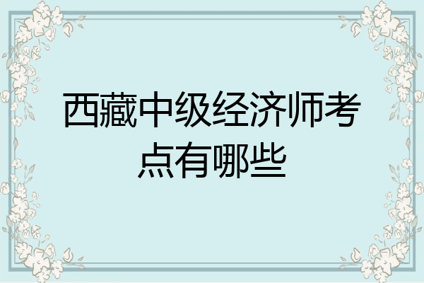 西藏中级经济师考点有哪些