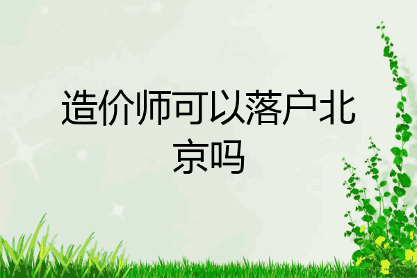 造价师可以落户北京吗