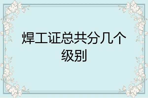 焊工证总共分几个级别