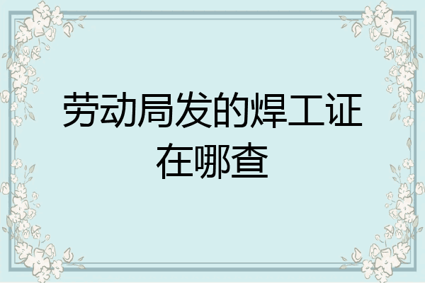 劳动局发的焊工证在哪查