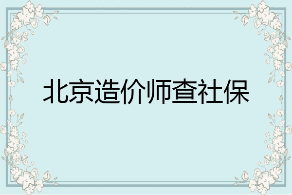 北京造价师查社保